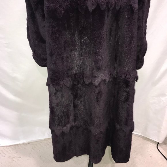 POLO NORTE DEEP PURPLE FULL LENGTH RABBIT FUR COAT - Picture 12 of 14